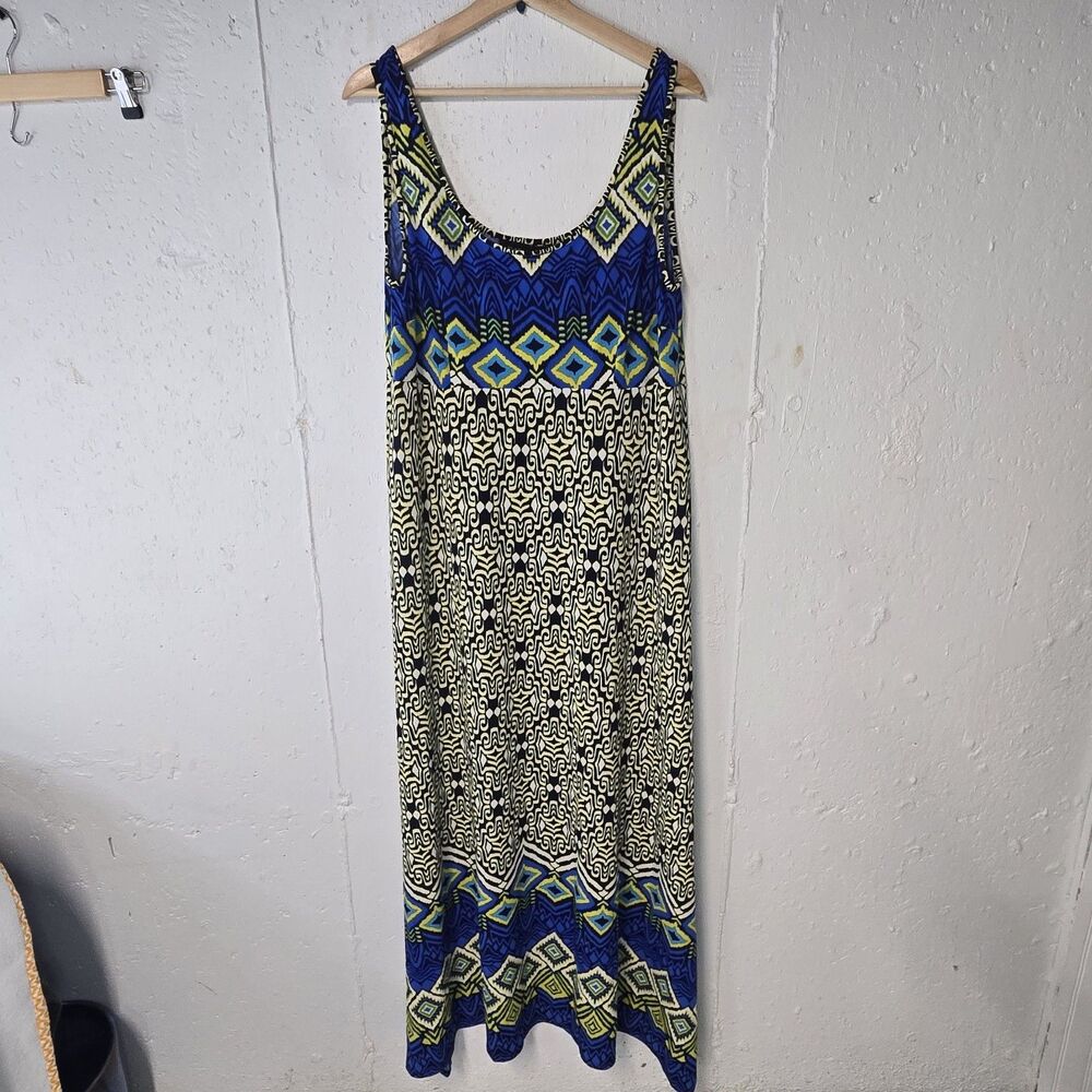 Evan Picone Black Label Maxi Dress Women's Size 16 Sleeveless Long Geometric